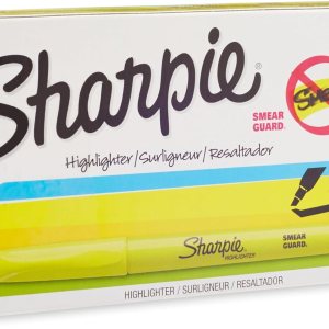 Sharpie Pocket Style Highlighters, Chisel Tip, Fluorescent Yellow, Box of 12