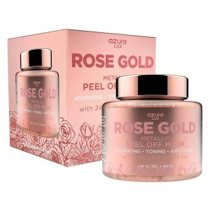 AZURE Rose Gold Metallic Sparkling Peel Off Moisturizing Face Mask – Reduces Wrinkles, Fine Lines & Acne Scars | Removes Blackheads & Dirt and Oil | Repairs Uneven Skin Tone – 150mL / 5.07 fl.oz.