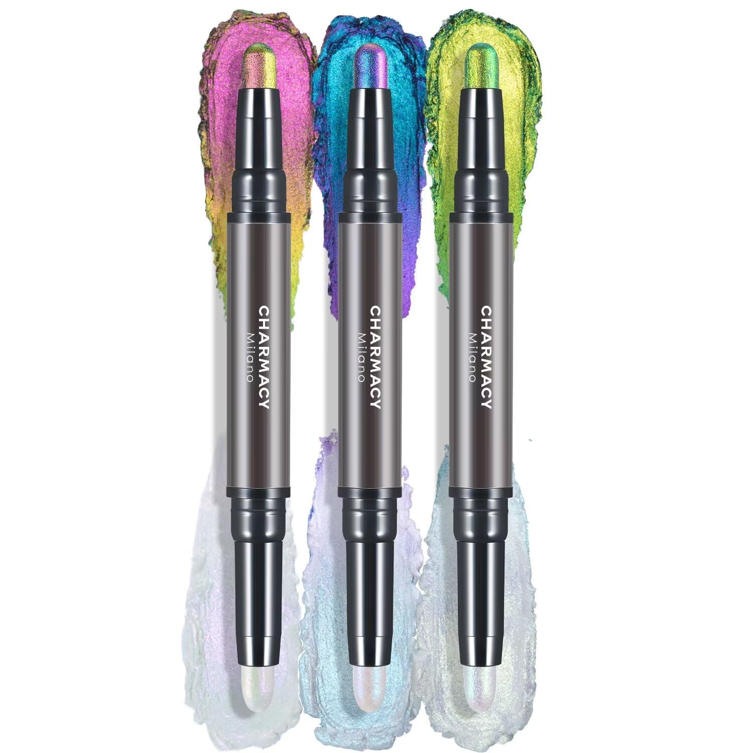 CHARMACY Multichrome 2 in 1 Cream Eyeshadow Stick, Waterproof Eye Brightener Highlighter Stick Makeup, High Pigmented, Smudge-Proof, Vegan & Cruelty-Free (SET2-902/904/906) CHARMACY Multichrome 2 in 1 Cream Eyeshadow Stick, Waterproof Eye Brightener Highlighter Stick Makeup, High Pigmented, Smudge-Proof, Vegan & Cruelty-Free (SET2-902/904/906)