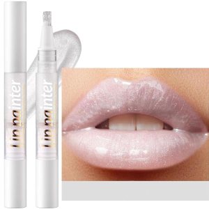 2 in 1 white clear shimmer lip gloss Lip Plumper Gloss Tinted Glitter Lipgloss Lipstick Moisturizing High Shine And Vegan Plumping Lip Gloss For Women Girls Long-Lasting Dry Lip Care base (07 #)