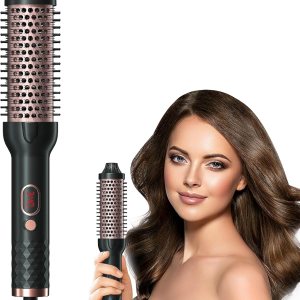 Thermal Brush for Blowout Look,1.2Inch Negative Ion Heated Round Brush,Hair Curling Brush for Curls & Volum,Fast Heating Curls,Multiple Temp Control,Dual Voltage for Travel,Daily Life