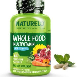 NATURELO Whole Food Multivitamin for Teenage Boys – Vitamins and Minerals Supplement for Active Kids – with Plant Extracts – Non-GMO – Vegan & Vegetarian – 60 Capsules