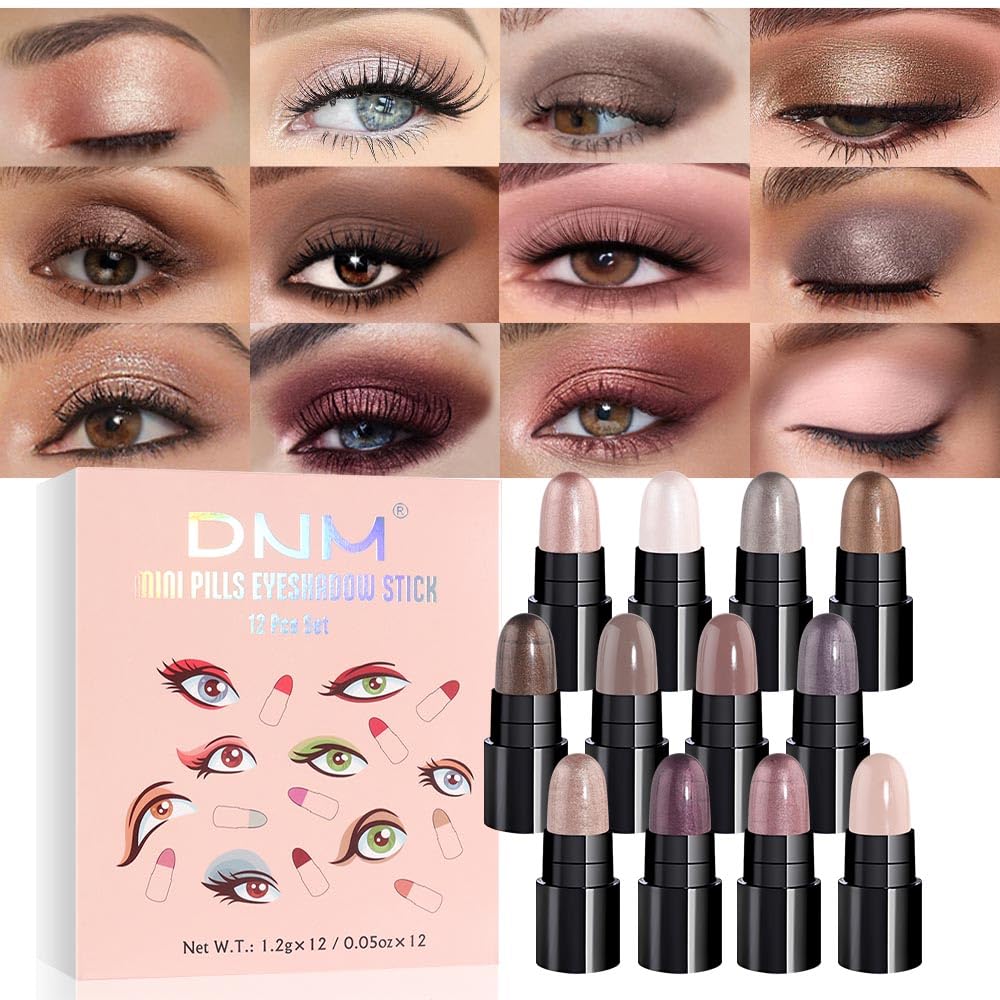 evpct 12Pcs Capsule Cream Eye Shadow Brightener Sticks Set for Eyes, Champagne Pearl Taupe Bronze Cocoa Stone Putty Smoky Amethyst Shimmer Matte Pencil Eye shadow Applicator Stick Palette Makeup 02 evpct 12Pcs Capsule Cream Eye Shadow Brightener Sticks Set for Eyes, Champagne Pearl Taupe Bronze Cocoa Stone Putty Smoky Amethyst Shimmer Matte Pencil Eye shadow Applicator Stick Palette Makeup 02