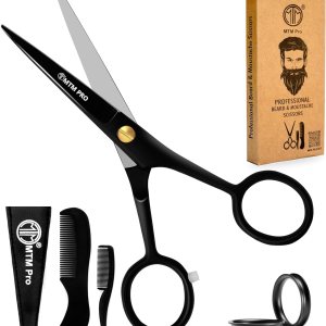 5” Professional Beard & Mustache Scissors with Mustache Comb Grooming kit for Men Beard Trimming Scissors, Small Grooming Scissors, Mustache & Beard Scissors Men for All Facial Hair Scissors