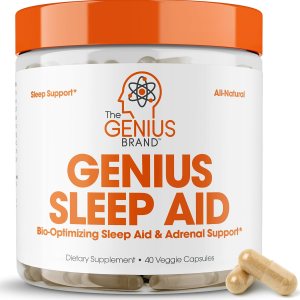 Genius Sleep AID – Smart Sleeping Pills Supplement – Relaxation Enhancer and Mood Support w/Inositol, L-Theanine & Glycine – 40 Capsules