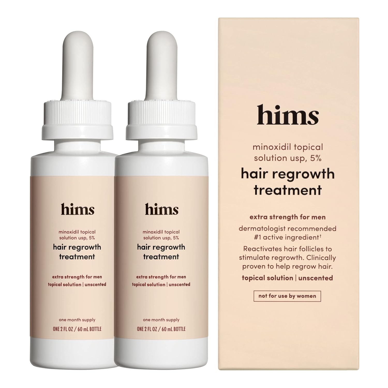 hims Extra Strength Hair Regrowth Treatment for Men with 5% Topical Minoxidil Solution for Hair Loss and Thinning Hair, Unscented, 2 Pack hims Extra Strength Hair Regrowth Treatment for Men with 5% Topical Minoxidil Solution for Hair Loss and Thinning Hair, Unscented, 2 Pack