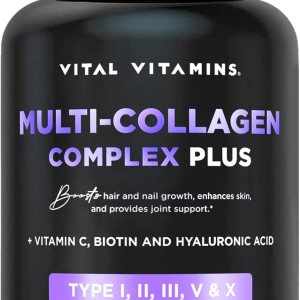 Vital Vitamins Multi Collagen Plus – Biotin, Hyaluronic Acid, Vitamin C – Collagen for Women & Men – Hair Growth Support Supplement – Skin, Nails Beauty Complex – 150 Pills