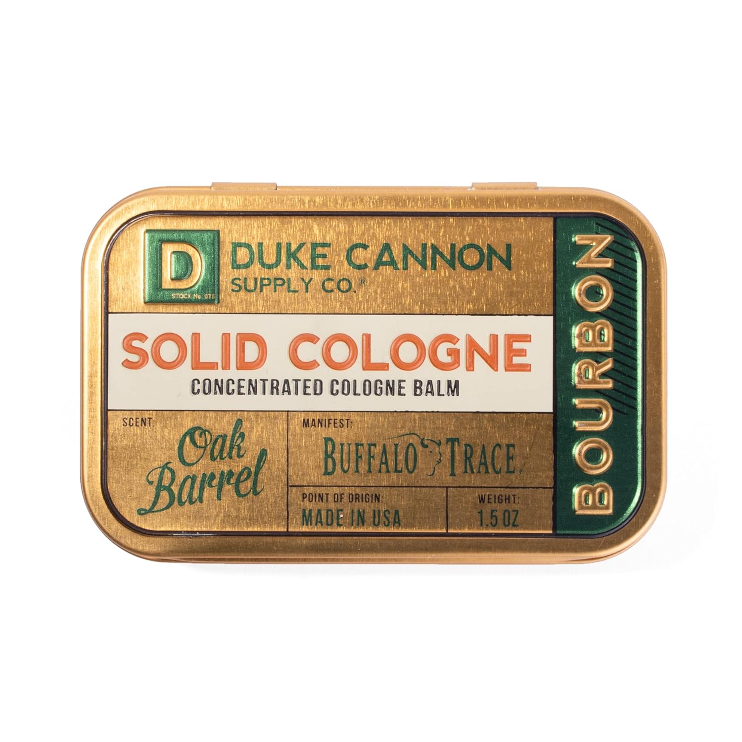 Duke Cannon Men’s Solid Cologne – Bourbon | Concentrated Cologne Balm | Made with Natural & Organic Ingredients | Woody Oak Barrel Scent | Travel-Friendly Tin | 1.5 oz Duke Cannon Men’s Solid Cologne – Bourbon | Concentrated Cologne Balm | Made with Natural & Organic Ingredients | Woody Oak Barrel Scent | Travel-Friendly Tin | 1.5 oz