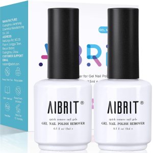 AIBRIT Gel Polish Remover,Gel Nail Polish Remover,Quickly & Easily Remove Gel Nail Polish Within 2-5 Minutes, Removedor de Esmalte Gel,2 Packs,0.5 fl oz./15ml Per