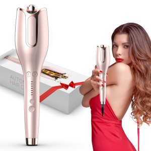 Automatic Hair Curler, Curling Iron 1 inch Large Rotating Barrel, 4 Temperature Options and 15 Seconds Fast Heating, Suitable for 6-25 inch Long Hair (Rose Gold)