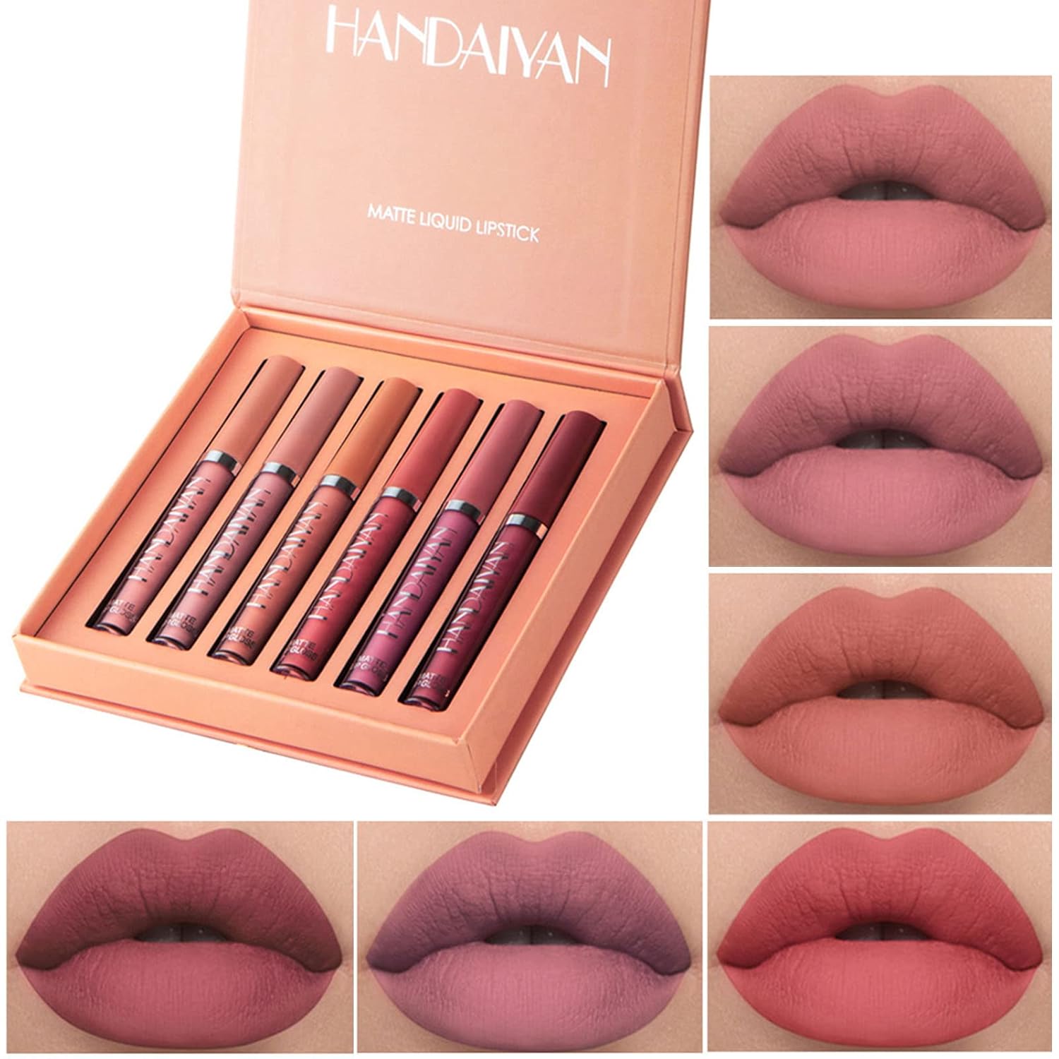 6pcs Matte Liquid Lipstick Set, Nude Lipsticks Makeup Kit for Women, Velvet Lip Gloss Waterproof Non-Stick Cup Labiales Mate 24 Horas (Set B) 6pcs Matte Liquid Lipstick Set, Nude Lipsticks Makeup Kit for Women, Velvet Lip Gloss Waterproof Non-Stick Cup Labiales Mate 24 Horas (Set B)