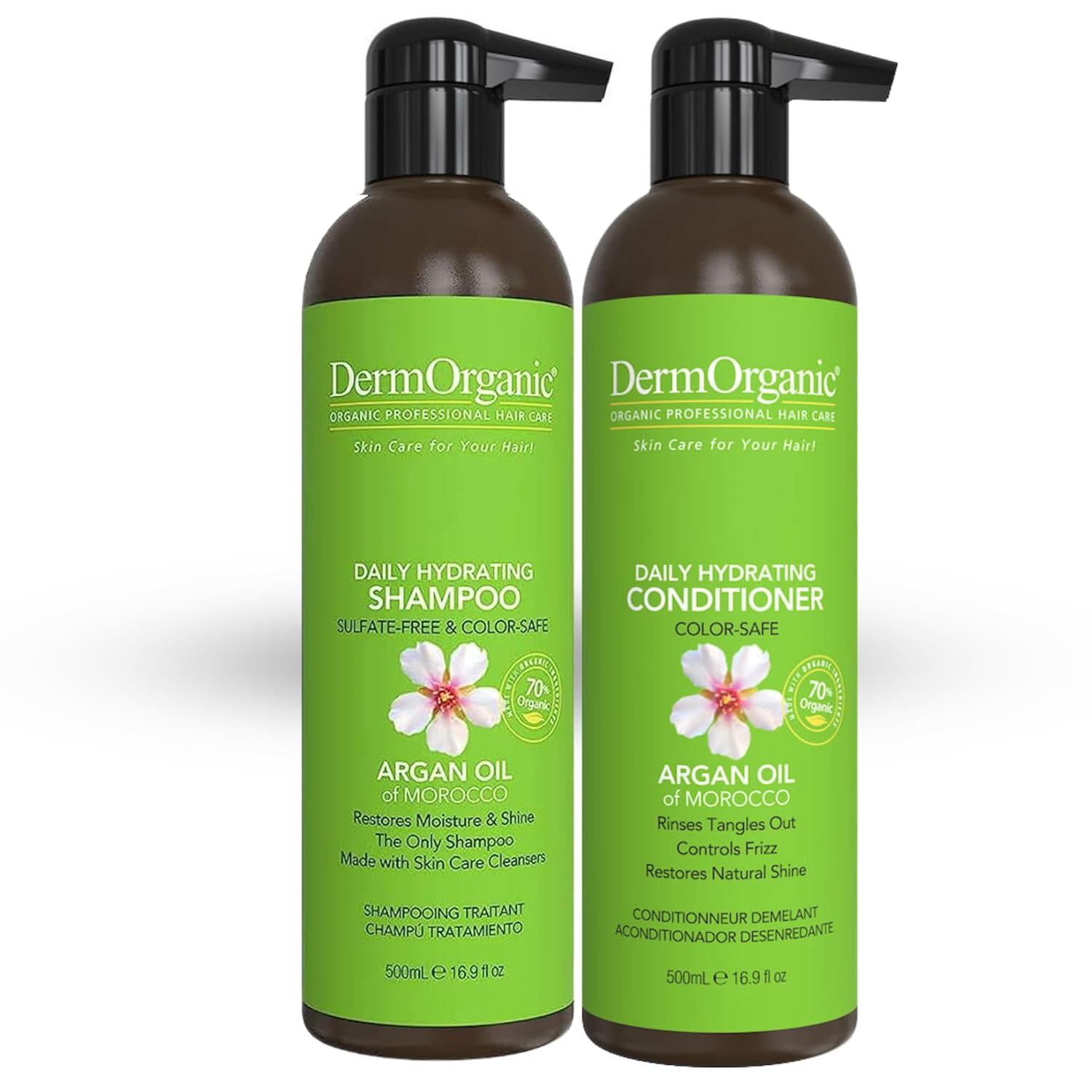 DermOrganic Argan Oil Daily Hydrating Hair Care-Sulfate Free & Color Safe – SHAMPOO & CONDITIONER DUO 16.9 oz DermOrganic Argan Oil Daily Hydrating Hair Care-Sulfate Free & Color Safe – SHAMPOO & CONDITIONER DUO 16.9 oz