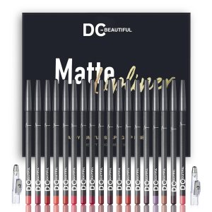 18 Colors Lip Liners Pencil Set with 2 Pencil Sharpeners, Premium Waterproof Smooth Lip Pencils, Long Lasting Matte Makeup Lipliners