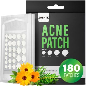 Acne Pimple Patch (180 Counts 4 Sizes), Invisible Hydrocolloid Acne Patch with Tea Tree Oil & Calendula Oil, Acne Spot Healing Patch Zit Patches for Face