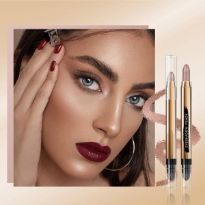 Eyeshadow Stick – Neutral and Brown Metallic Eye Shadow Stick Makeup – Champagne Matte & Glitter Eyeshadow – Creamy & Waterproof Eyeshadow Brightener Pencil (10# Metallic)