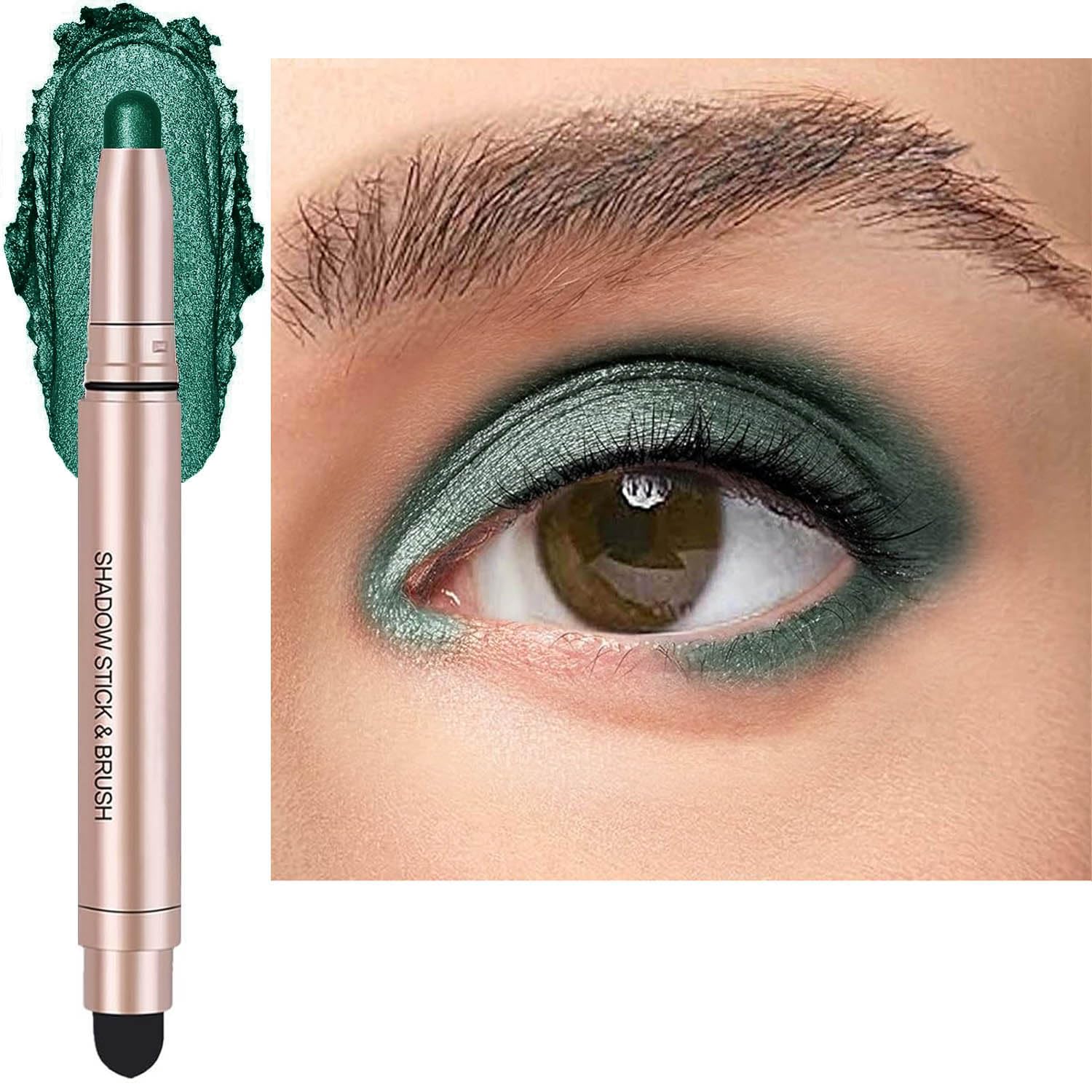 Green Eyeshadow Stick, Shimmer Cream Single Eyeshadow Pencil High Pigmented Eye Shadow Brightener Stick, Hypoallergenic Waterproof Long Lasting Highlighter Stick Create Multi-Dimensional Eyes Look 12# Green Eyeshadow Stick, Shimmer Cream Single Eyeshadow Pencil High Pigmented Eye Shadow Brightener Stick, Hypoallergenic Waterproof Long Lasting Highlighter Stick Create Multi-Dimensional Eyes Look 12#