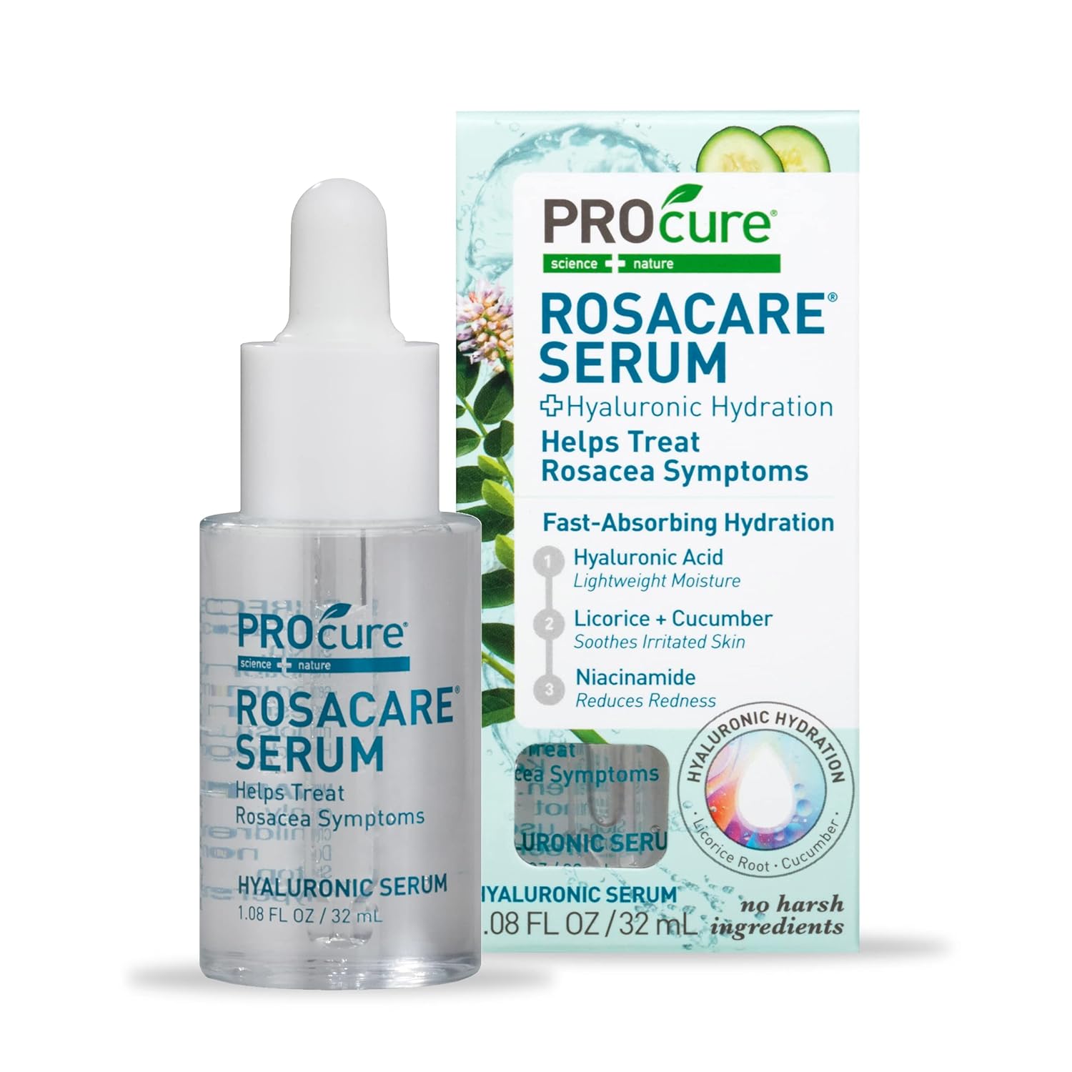PROcure Rosacare Face Serum, Ultra-Hydrating Rosacea Treatment with Hyaluronic Acid & Niacinamide, Moisturizing, Instant Redness Relief to Reduce Skin Dryness, 1.08 Fl Oz (32mL) PROcure Rosacare Face Serum, Ultra-Hydrating Rosacea Treatment with Hyaluronic Acid & Niacinamide, Moisturizing, Instant Redness Relief to Reduce Skin Dryness, 1.08 Fl Oz (32mL)