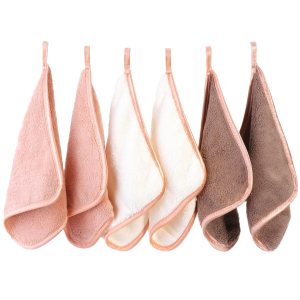 PHOGARY Microfiber Makeup Cloths Washable, 6 Pack Reusable Makeup Eraser Cloth for Face, Erase Your Face Washcloths, Reusable Make Up Remover Cloths for Face Towel – Gentle on Skin (8 x 8in, Brown)
