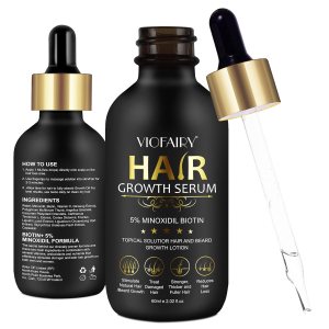 5% Minoxidil for Men and Women – Biotin Hair Growth Serum & 5% Minoxidil Treatment for Stronger Thicker Longer Hair – Natural Hair Growth Thickening Treatment – Stop Thinning & Hair Loss-1Month supply