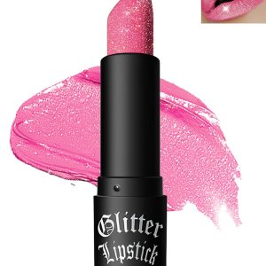 Diamond Glitter Matte Lipstick,Pink Shiny Lip Gloss Lip Tint Stain,Sparkling High Pigment Longlasting Waterproof Non-Stick Cup Lipgloss Lipstick,Shimmer Tinted Lip Blam Lipstain for Women Makeup-05