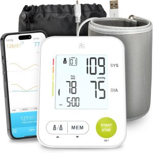 Greater Goods Bluetooth Blood Pressure Monitor for Home Use, Upper Arm BP Monitor with Balance Health App