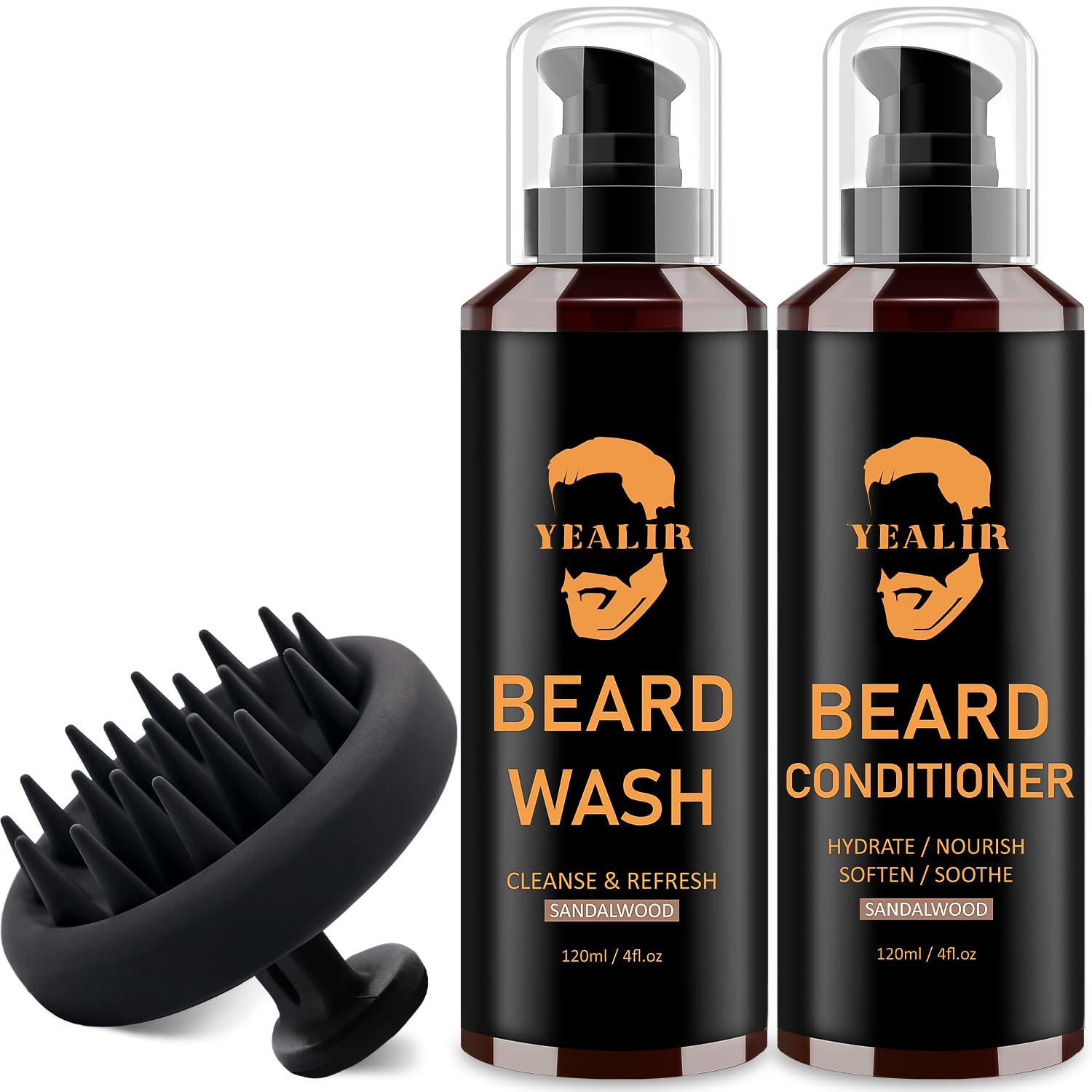 Beard Wash & Conditioner & Silicone Beard Brush Set w/Argan & Jojoba Oils – Reduce Beard Itchy, Dandruff, Beard Shampoo, Softens & Strengthens & Shine – 2 x 4 Fl Oz 120ML Beard Wash & Conditioner & Silicone Beard Brush Set w/Argan & Jojoba Oils – Reduce Beard Itchy, Dandruff, Beard Shampoo, Softens & Strengthens & Shine – 2 x 4 Fl Oz 120ML