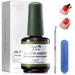 Candy Lover Gel Nail Polish Remover, Professional Gel Polish Remover for Nails with Nail File and Cuticle Pusher, Quick & Easy Polish Remover In 3-5 Minutes, No Need for Foil Soaking Or Wrapping