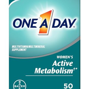 One A Day Women’s Active Metabolism Multivitamin, Supplement with Vitamin A, C, D, E and Zinc for Immune Health Support*, Iron, Calcium, Folic Acid & more, 50 Count