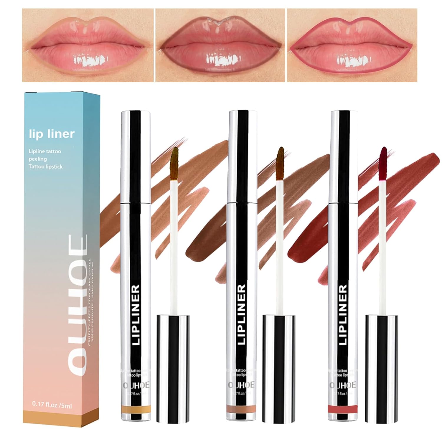 3 Colors Peel Off Lip Liner Tattoo, Peel Off Lip Stain with Matte Finish, Long Wear Lip Liner Lipstick, Long Lasting, Waterproof, Transfer-proof, Highly Pigmented Color Makeup for Women 3 Colors Peel Off Lip Liner Tattoo, Peel Off Lip Stain with Matte Finish, Long Wear Lip Liner Lipstick, Long Lasting, Waterproof, Transfer-proof, Highly Pigmented Color Makeup for Women