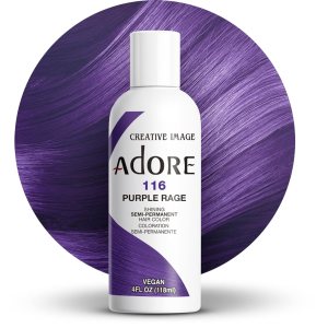 Adore Semi Permanent Hair Color – Vegan and Cruelty-Free Purple Hair Dye – 4 Fl Oz – 116 Purple Rage (Pack of 1)