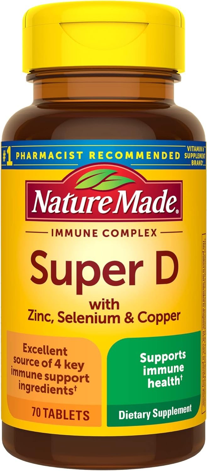 Nature Made Super Vitamin D Immune Complex, Vitamin D3, Selenium, Copper and Zinc Supplements for Immune Support, 70 Tablets, 70 Day Supply Nature Made Super Vitamin D Immune Complex, Vitamin D3, Selenium, Copper and Zinc Supplements for Immune Support, 70 Tablets, 70 Day Supply