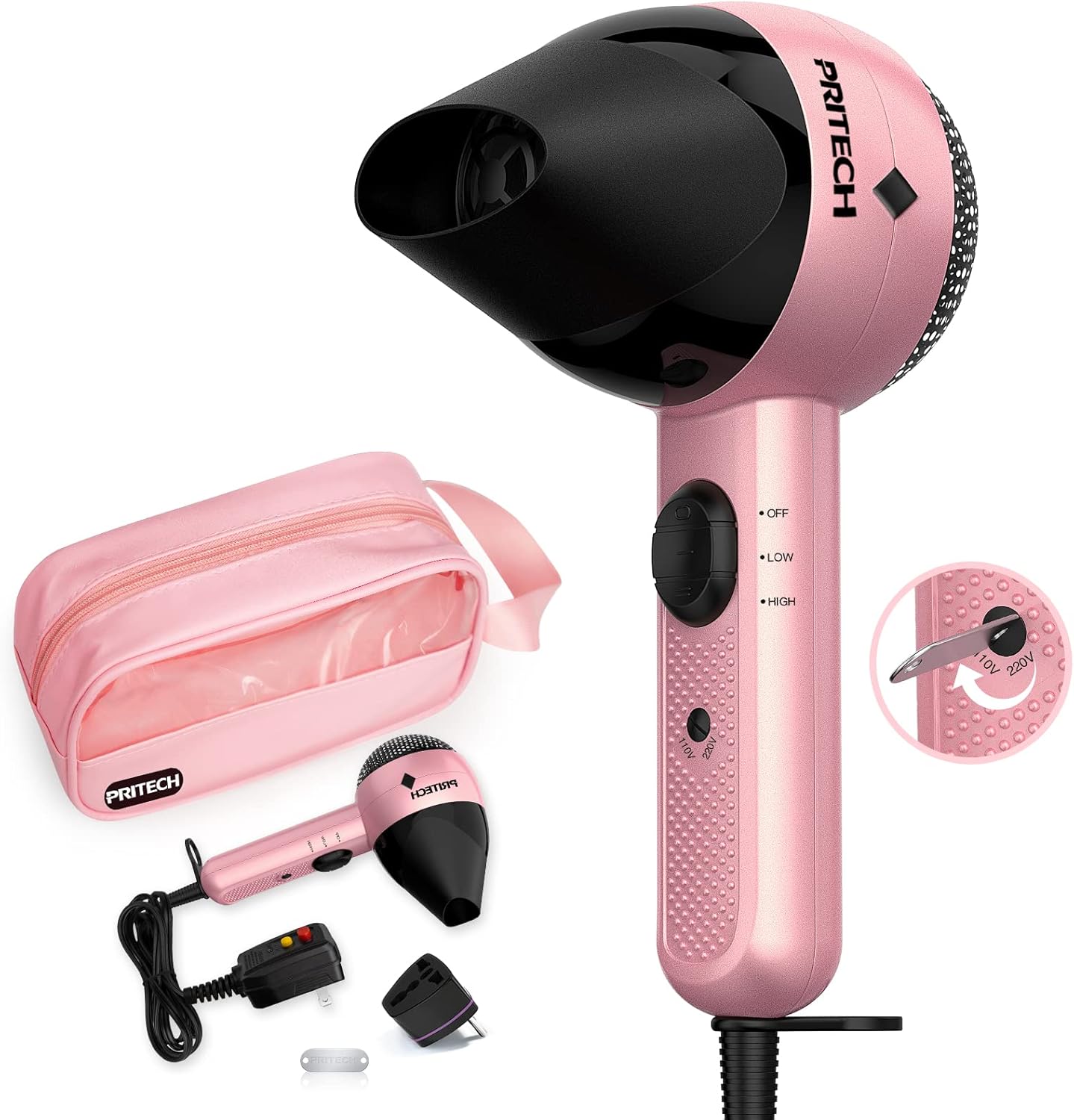 Dual Voltage Hair Dryer,Travel Mini Hair Dryer Lightweight Quiet Compact Blow Dryer with Concentrator, 1000W Hairdryer with European Plug Travel Size Bag for Women Kids International Tarvel Dual Voltage Hair Dryer,Travel Mini Hair Dryer Lightweight Quiet Compact Blow Dryer with Concentrator, 1000W Hairdryer with European Plug Travel Size Bag for Women Kids International Tarvel