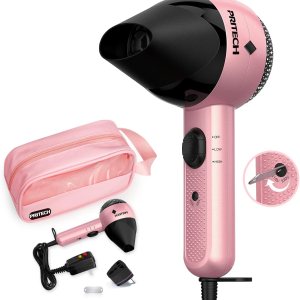 Dual Voltage Hair Dryer,Travel Mini Hair Dryer Lightweight Quiet Compact Blow Dryer with Concentrator, 1000W Hairdryer with European Plug Travel Size Bag for Women Kids International Tarvel