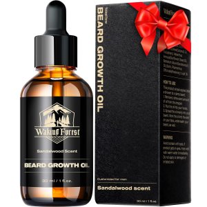 Beard Oil – Beard Growth Oil Thicker Beard Sandalwood with Vitamin E, Rosemary, Castor Beard Oil for Men Growth, Softens & Strengthens Beard Serum(1oz)