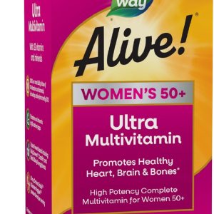 Nature’s Way Alive! Women’s 50+ Ultra Potency Complete Multivitamin, High Potency Formula, Promotes Healthy Heart, Brain, Bones*, Gluten-Free, 60 Tablets (Packaging May Vary)