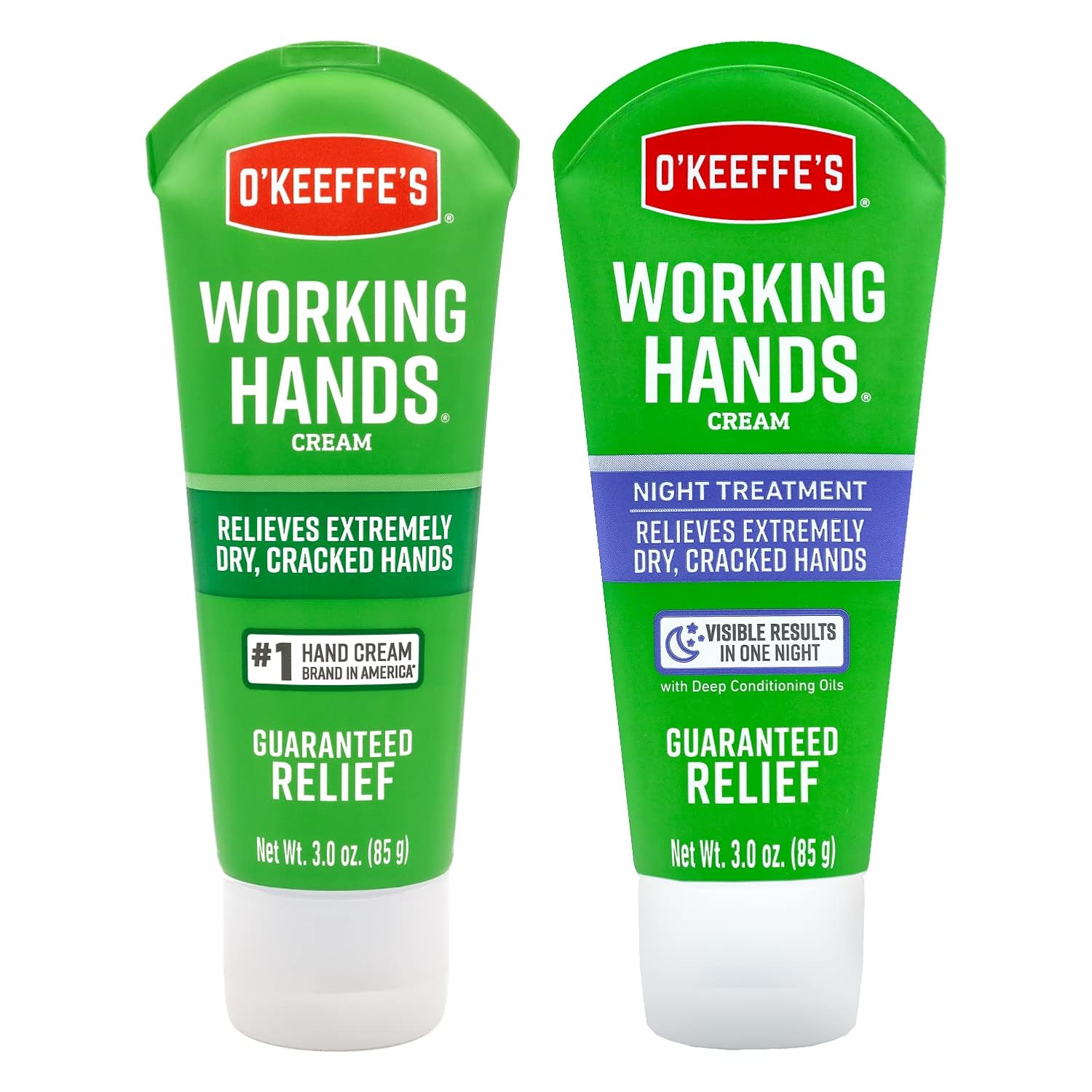 O’Keeffe’s Working Hands Hand Cream, 3 oz Tube and Night Treatment Hand Cream, 3 oz Tube O’Keeffe’s Working Hands Hand Cream, 3 oz Tube and Night Treatment Hand Cream, 3 oz Tube