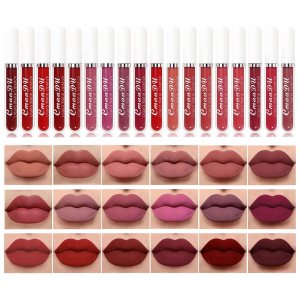 BONNIE CHOICE 18Pcs Matte Liquid Lipstick Set, Waterproof Long Lasting Non-Stick Cup Nude Lipstick Dark Red Lipstick for Women 24 Hour High Pigmented Lip Gloss Set Mother’s Day Gift Sets for Women