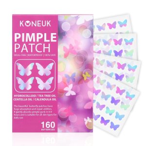 Acne Pimple Patches for Face (160 Counts), Hydrocolloid Acne Patches with Tea Tree Oil and Calendula Extract, Cute Colorful Butterfly Shape Spot Stickers for Skin Care, Zit Patches