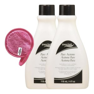 Polish Remover 4 fl oz – Pure Acetone Polish Remover with Moofin Makeup Cleansing Cloth – Fast Effective Formula, Versatile Beauty Care, Quick Polish Remover Pack of 2