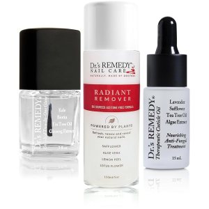 Dr’s Remedy 3 Pack Nail Polish Treatment Kit, NOURISHING New Beginnings Gift Set, All Natural Enriched Nail Strengthener Non Toxic and Organic – TOTAL Two-In-One / CARESS Cuticle Oil / Acetone-Free REMEDY Remover
