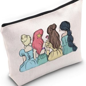 Princess Squad Cosmetic Bag Fairy Tale Princess Character Gift Mermaid Movie Lover Makeup Pouch Belle Princess Gift(c-a-b-j)