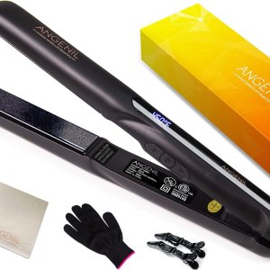 ANGENIL Ceramic Flat Iron Hair Straightener and Curler 2 in 1, Dual Voltage Hair Straightening Curling Iron, Professional Flat Iron 1 Inch Tourmaline Ceramic Hair Straighteners for Women Gift
