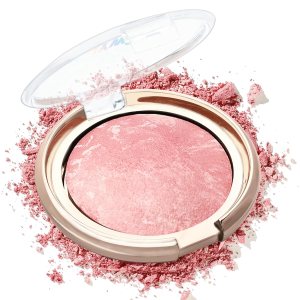 Baked Blush-Brighten Lighting Glow Marbleized Blush Powder Palette, Cruelty-Free Powder Blush, Eyeshadow & Highlight for a Lightweight Shimmery Satin Face Makeup, Gift for Women (0.49Ounce)-01#Peachy