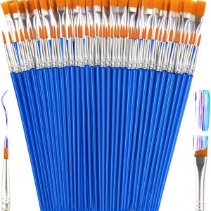 Small Paint Brushes Bulk, 110 Pcs Flat Tip Round Acrylic Paint Brushes for Kids Classroom Acrylic Watercolor Canvas Face Painting Touch Up