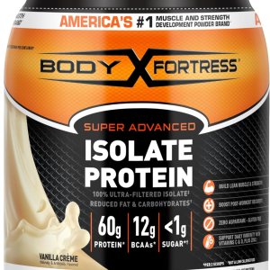 Body Fortress Super Advanced 100% Ultra-filtered Isolate Protein Powder, Vanilla, 60g Protein & 12g BCAAs Per 2 Scoops, Muscle Gain & Recovery, Immune Support with Vitamins C & D, 1.5lbs