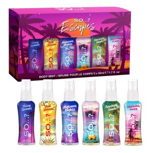 So…?…? Escapes Body Mist Gift Set – Perfumes for Women – Everyday Body Spray for Women – Vegan, Cruelty-Free – Fragrance Gifts for Women – 6 pcs