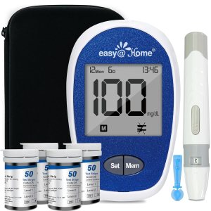 Easy@Home Blood Glucose Monitor Kit: Diabetes Testing Kit with 1 Lancing Device – 200 Test Strips and 100 Blood Lancets – Portable Blood Sugar Test Kit for Home Use EBG-100SL