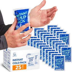 25 Packs Instant Ice Cold Pack (6” x 4.5”) – Disposable Instant Ice Packs for Injuries | Cold Compress Ice Pack for Pain Relief, Swelling, First Aid, Toothache, Athletes & Outdoor Activities