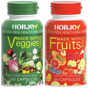 Nature Fruits and Veggies/Vitamins Supplements Dietary Nutritional Balance 90 Fruit and 90 Veggie Capsules-(Pack of 2)