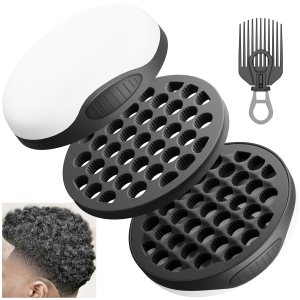 Silicone Curl Brush,Africa Comb,Magic Curly Hair Brush Twist Hair,Afro Pick,Men Women Boys Girls Wave Curler Tool,1 Set Black…